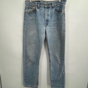 Levi’s Blue Light Wash Red Tab 505 Regular Fit Straight Leg Jeans Size 34x30 Mad